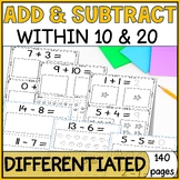 Differentiated Addition & Subtraction Worksheets with Pict
