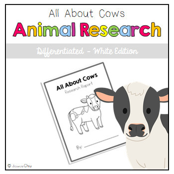 Preview of Differentiated Animal Research Journal: All About Cows - White Color Theme