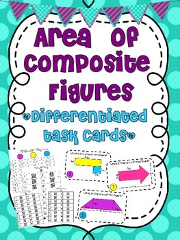 Preview of Differentiated Area of Composite Figures Task Cards