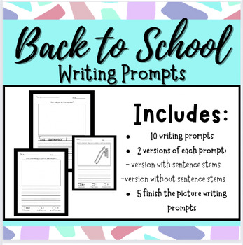 Preview of Differentiated Back to School Writing Prompts for K-2