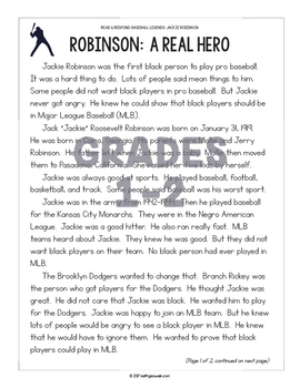 Jackie Robinson Worksheets by Teaching Second Grade