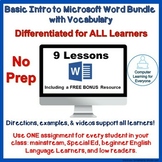 Differentiated Basic Intro to Word with Word Processing Vo
