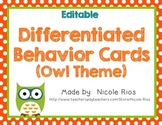 Differentiated Behavior Cards - Owl Theme (Editable)