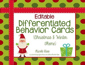 Preview of Differentiated Behavior Management Cards - Christmas / Winter Theme (EDITABLE)