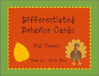 Preview of Differentiated Behavior Management Cards - Fall Themes