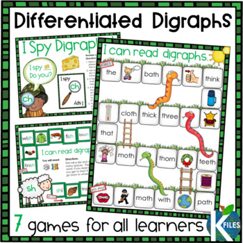Preview of 7 Differentiated Digraph Board Games for sh ch and th