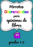 Differentiated Book Review/Opinion Worksheets - Grades 1&2