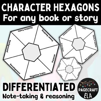 Preview of Differentiated Character Hexagonal Thinking Diagram Templates for Any Book
