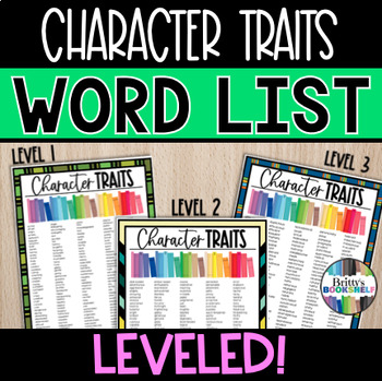 Preview of Differentiated Character Traits Adjective List