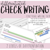 Differentiated Check Writing Task Cards - Functional Writi