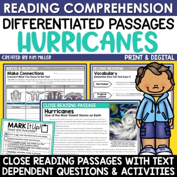 Preview of Hurricanes Natural Disasters Differentiated Close Reading Comprehension Passages