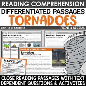 Preview of Tornadoes Natural Disasters Differentiated Close Reading Comprehension Passages