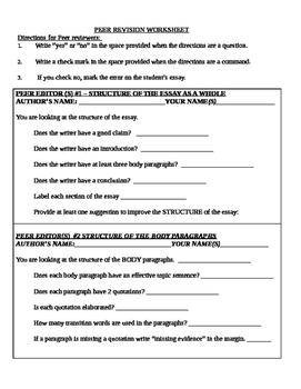 Preview of Differentiated Common Core Peer Editing Worksheet