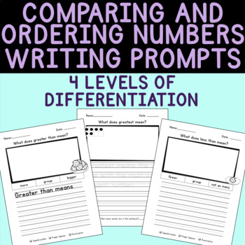 Preview of Differentiated Comparing and Ordering Numbers Math Writing Prompts