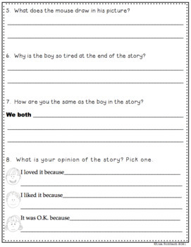 Differentiated Comprehension Questions for If You Give a Mouse a Cookie