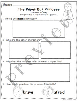 Differentiated Comprehension Questions for The Paper Bag ...