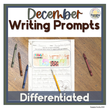 Preview of Differentiated December Writing Prompts, 30 Daily Journal Prompts for Writing