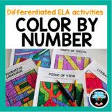 Differentiated Fun ELA Activities : Color by Number Figura