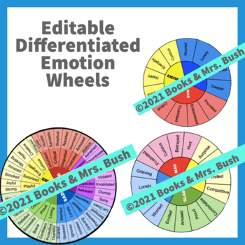Preview of Differentiated Editable Emotion Wheels