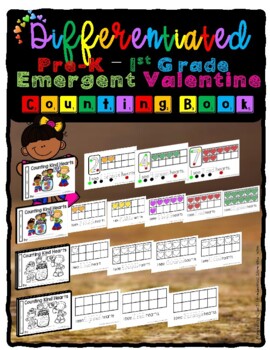Preview of Differentiated Emergent Reader Valentine Counting Book