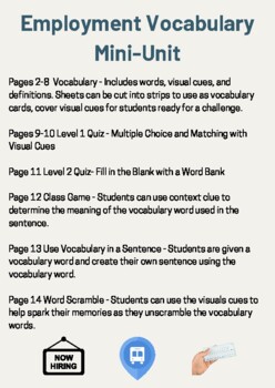 employment vocabulary teaching resources teachers pay teachers