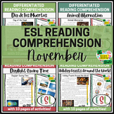 Differentiated Fall ESL Reading Comprehension Passages & A