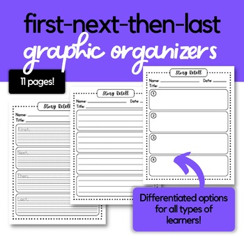 Preview of Differentiated Fiction Retell Graphic Organizers (FIRST/NEXT/THEN/LAST)