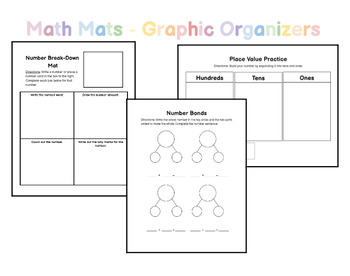 Preview of Differentiated Graphic Organizers - Number Bonds, Place Value, Number Mat FREE