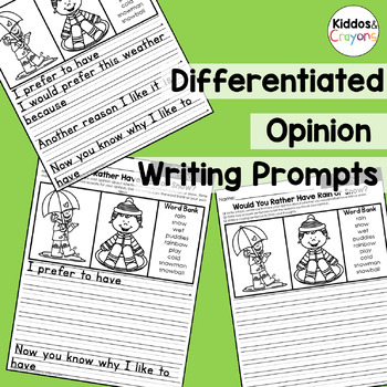Differentiated First Grade Opinion and Persuasive Writing Prompts