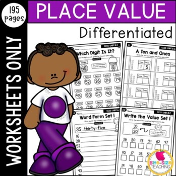 Preview of Differentiated First Grade Place Value Worksheets: CCSS-Aligned