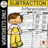 Differentiated First Grade Subtraction to 20 Worksheets