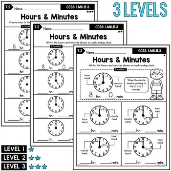 differentiated first grade telling time worksheets by bite size teaching