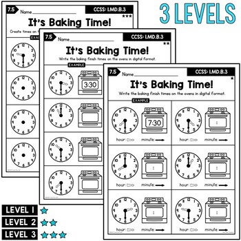 differentiated first grade telling time worksheets by bite size teaching