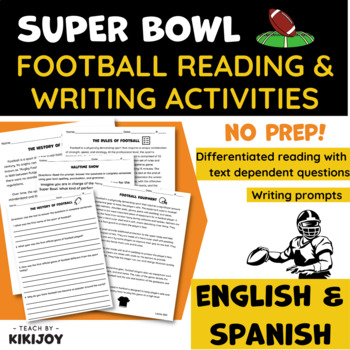 Preview of Differentiated Super Bowl Football Reading & Writing Activities-English/Spanish