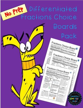 Preview of NO PREP Differentiated Fractions Choice Boards
