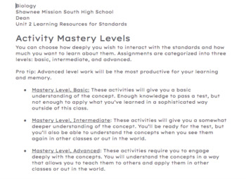 Preview of Differentiated Full Biology Biochemistry Unit Plan