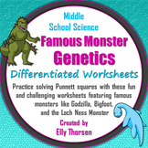 Differentiated Genetics Worksheets with Famous Monsters
