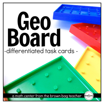 Preview of Differentiated Geo Board Task Cards: 1st Grade Geometry and Shapes Math Center