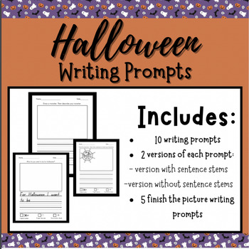 Preview of Differentiated Halloween Writing Prompts for K-2