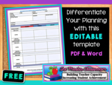 Differentiated Instruction Lesson Plan Template ~FREEBIE~