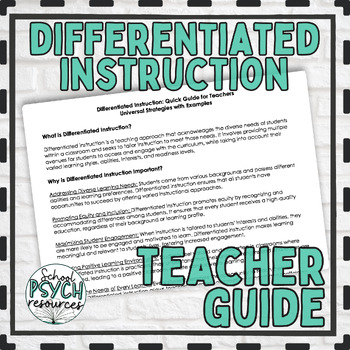 Preview of Differentiated Instruction Guide for Teachers Interventions Strategies RTI SPED