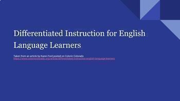 Preview of Differentiated Instruction for English Language Learners