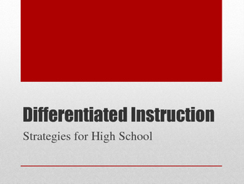 Preview of PPT on Differentiated Instruction for High School