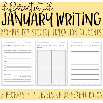 Preview of Differentiated JANUARY Writing Prompts