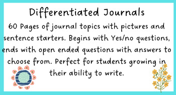 Preview of Differentiated Journal Topics! Pictures & Sentence starters included!