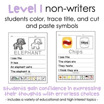 Space Differentiated Leveled Journal Writing for Special Education / Autism
