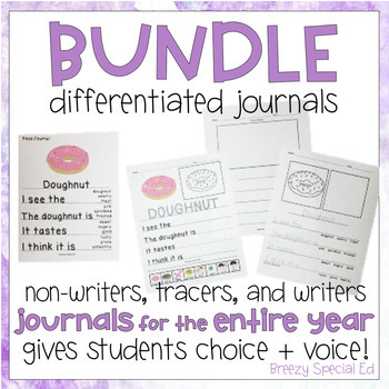 Preview of Errorless Journal Prompts BUNDLE: Differentiated Writing for Special Ed / Autism