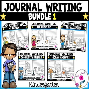 Kindergarten Journal Writing Differentiated Prompts & Vocabulary Card ...