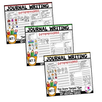 Kindergarten Journal Writing Prompts Differentiated- BUNDLE 1 | TpT