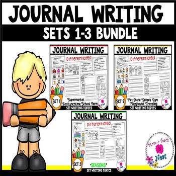 Preview of Kindergarten Journal Writing Prompts Differentiated- BUNDLE 1 (Sets 1-3)